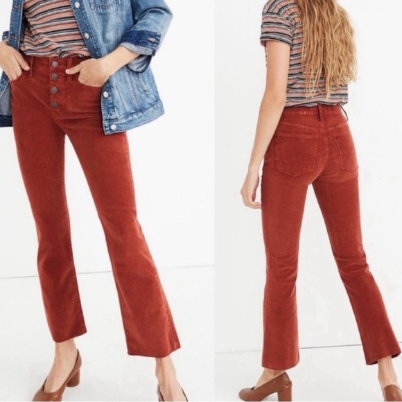 Madewell Cali Demi Bootcut Rust Corduroy Button Fly Front Fall Size 28 - Picture 1 of 9